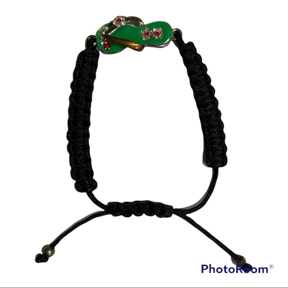Adjustable Braided Rope Bracelets 1 Flip Flop and 1 Green Sparkling Beads - Picture 4 of 7